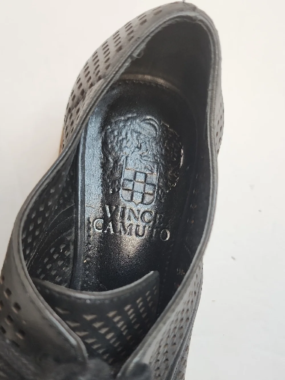 Vince Camuto Black Perforated Leather Oxford Platform Shoes Size 5